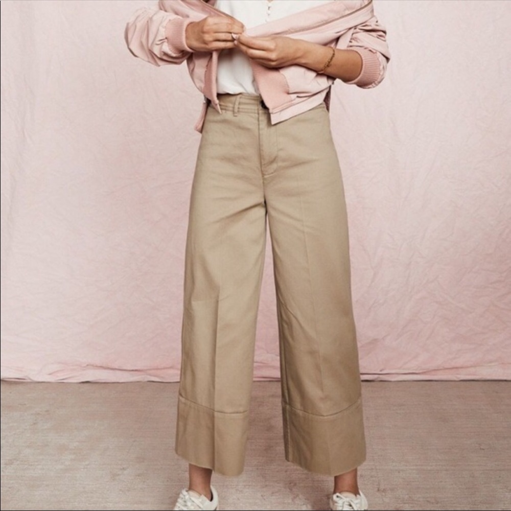 Madewell beige wideleg pants size 32